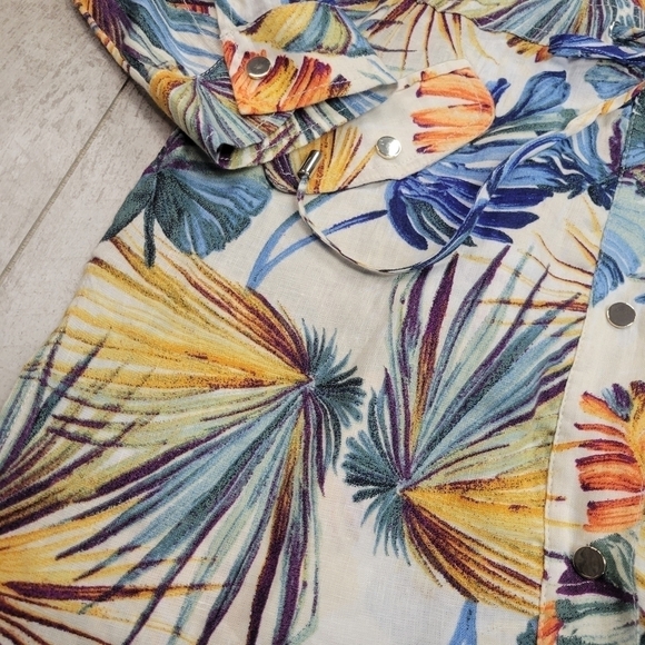 CHICOS Longline Tunic Length Floral Lightweight Linen Jacket Size Small / XS - Picture 4 of 7